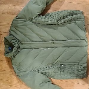B.Moss Winter Down Puffer Coat Fully Lined womens size Large Olive color